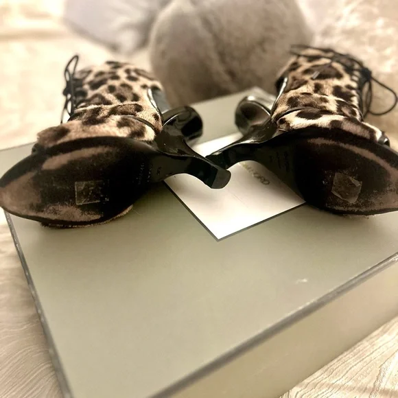 LAST CALL- CLOSING, ESTATE SALE $1790 Tom Ford Black and Brown Leopard Heels - Picture 6 of 8